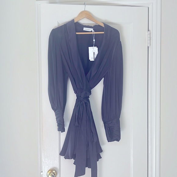 Zimmerman silk wrap mini dress. Size 1. Color:Ink - Picture 6 of 9